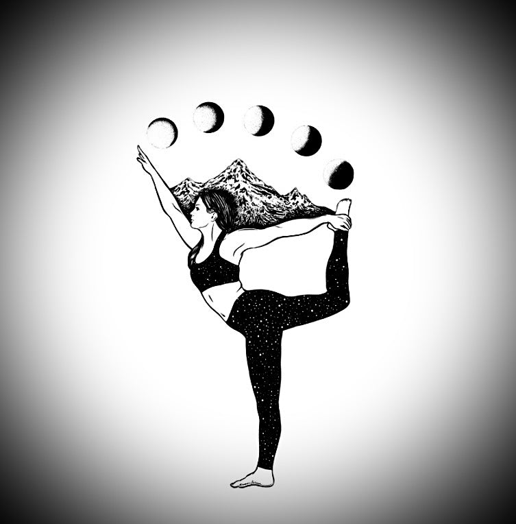 Print-Yoga Dancer’s Pose Under Moon phases