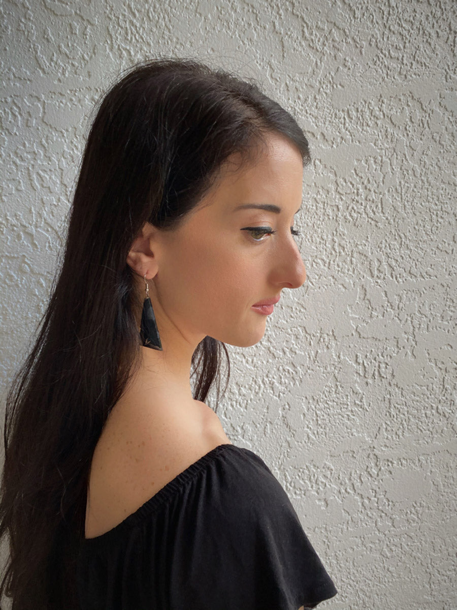 Earrings-Black Agate