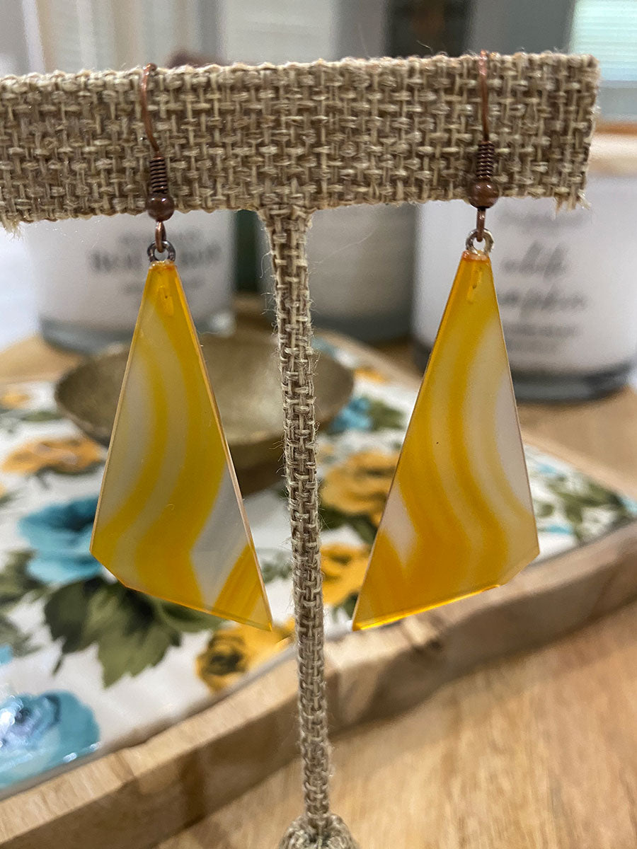 Earrings-Yellow Agate